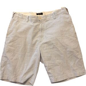 Nautica Seersucker Shorts Mens 36 Blue White Stripe Stretch Preppy